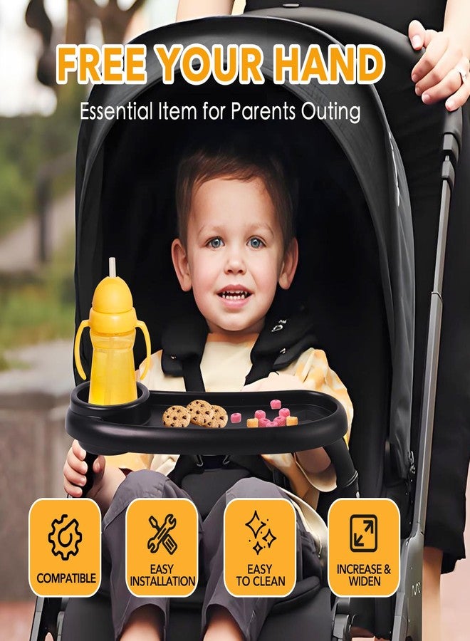KEUYE Snack Tray Compatible with Mockingbird,Nuna,Evenflo Stroller,Adjustable Stroller Snack Tray with Cup Holder and Phone Holder, Stroller Accessories Black - Image 4